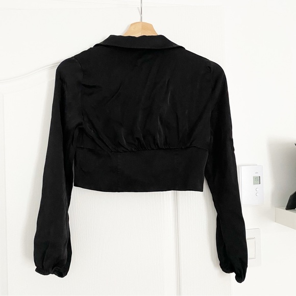 ZARA | Silk button up cropped blouse - Picture 4 of 8